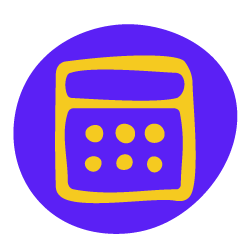 Icon d'un calendrier jaune sur fond violet arrondie